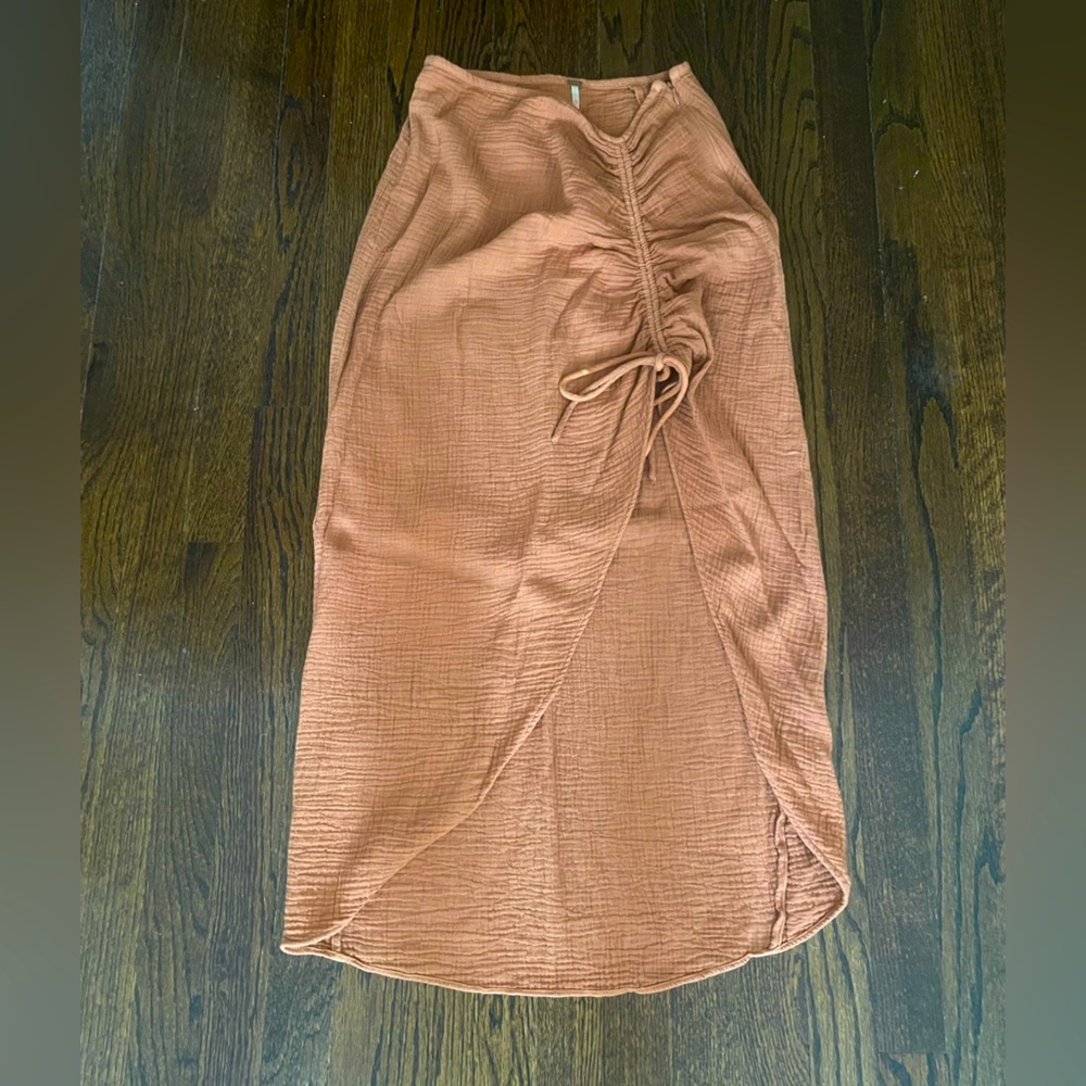 Free People Ruched Tan Skirt
